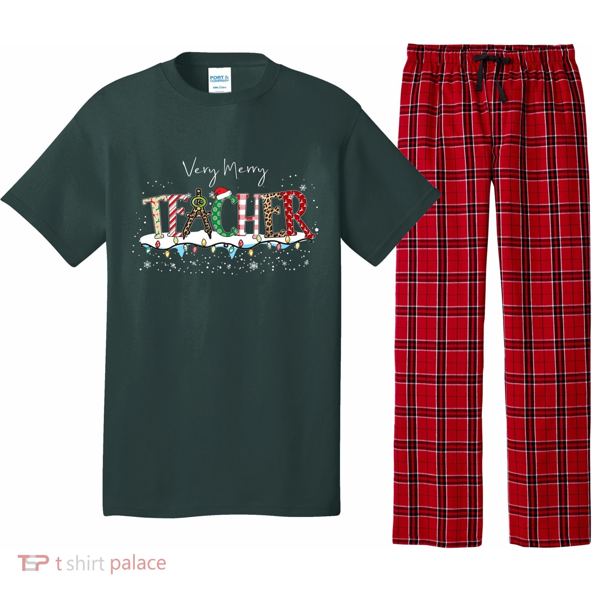 Very Merry Teacher Holiday Christmas Pajama Set