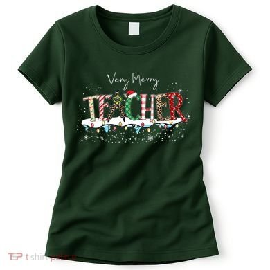 Very Merry Teacher Holiday Christmas Women's T-Shirt