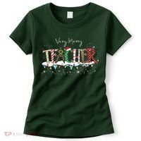 Very Merry Teacher Holiday Christmas Women's T-Shirt thumb 0