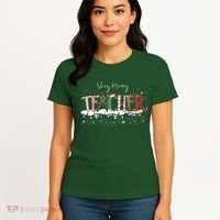Very Merry Teacher Holiday Christmas Women's T-Shirt thumb 4