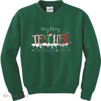 Very Merry Teacher Holiday Christmas Kids Sweatshirt thumb 0