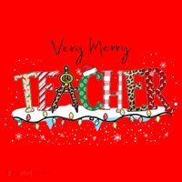 Very Merry Teacher Holiday Christmas Santa Hat thumb 1