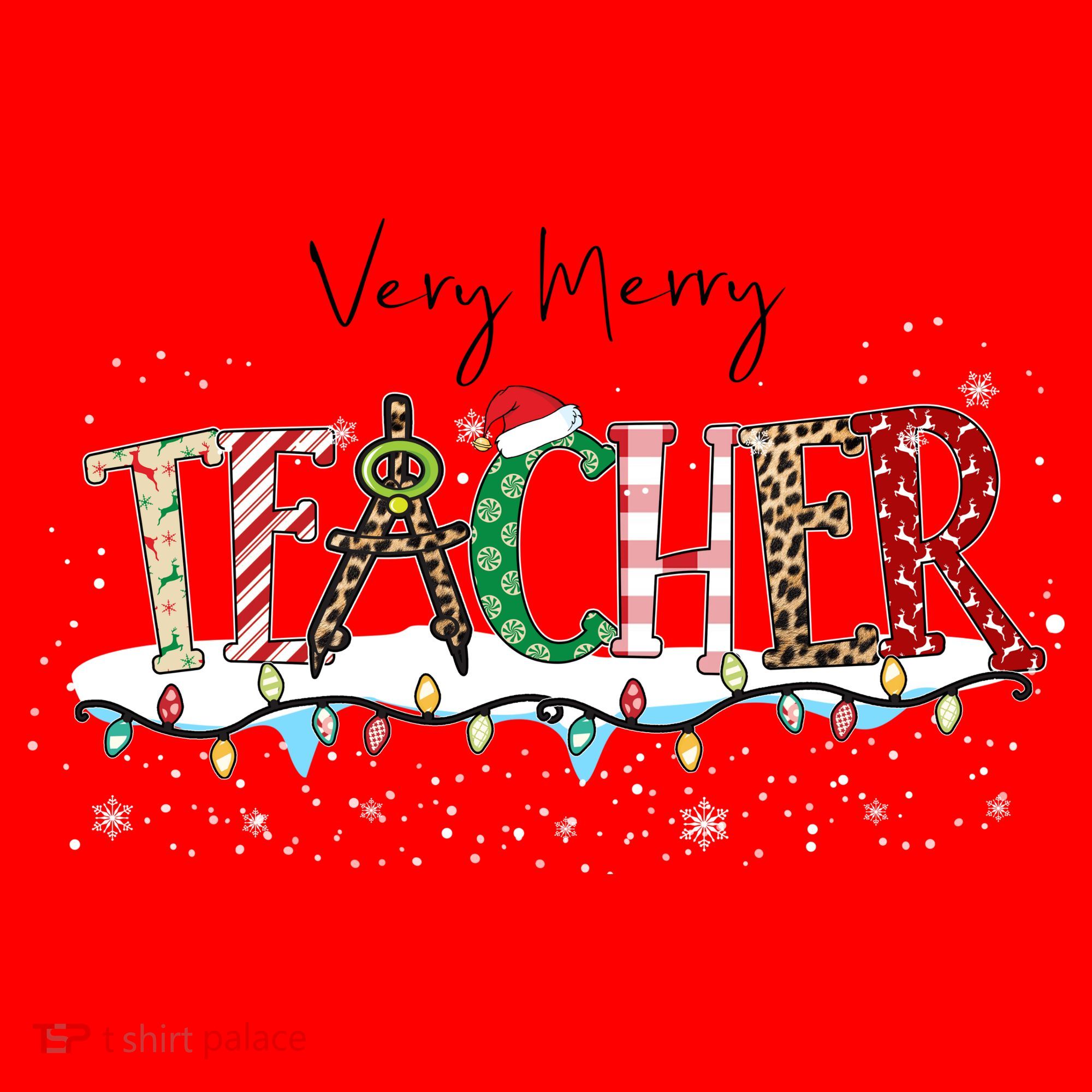 Very Merry Teacher Holiday Christmas Santa Hat