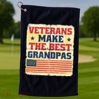 Veterans Make The Best Grandpas USA Golf Towel thumb 1
