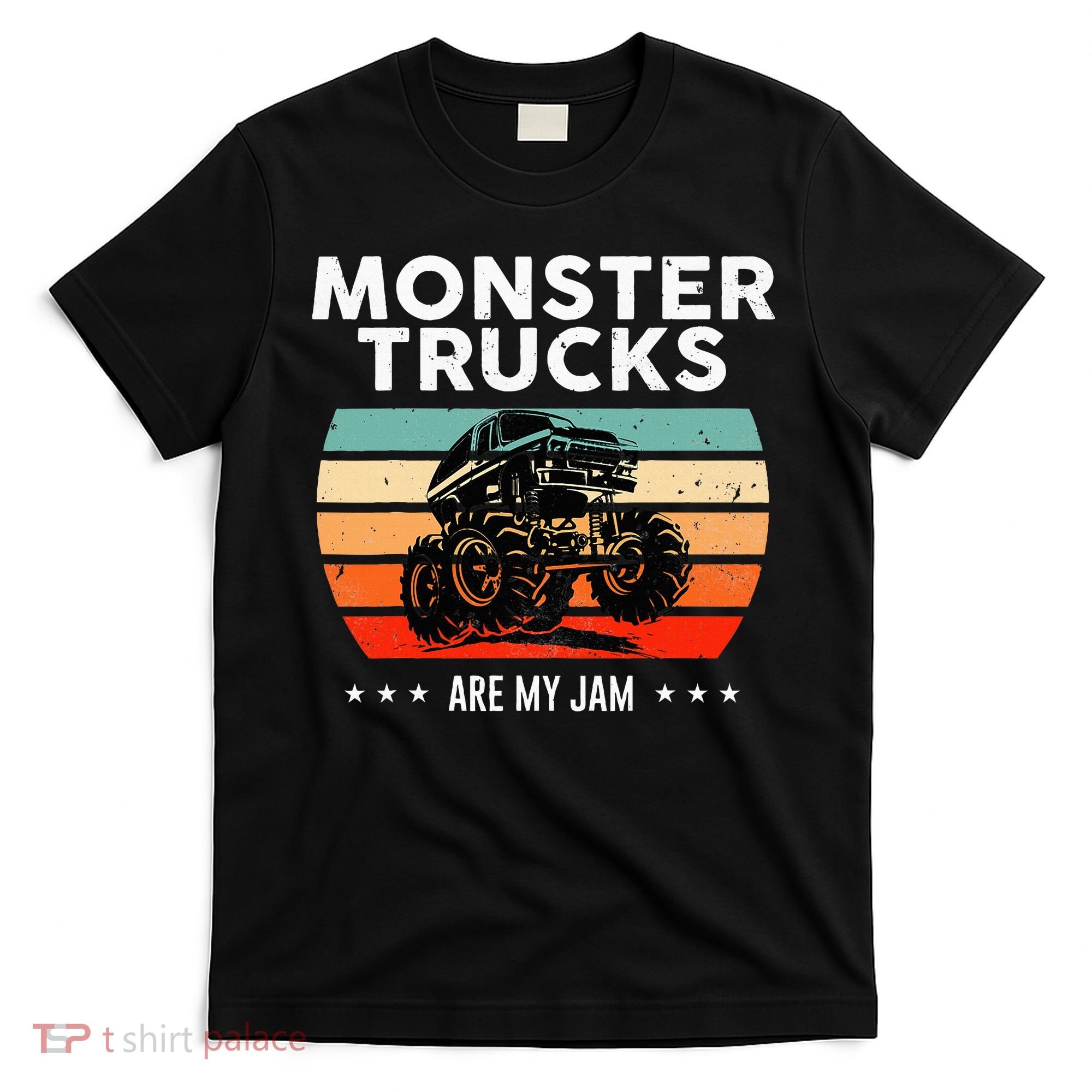 Vintage Monster Truck Are My Jam Retro Sunset Cool Engines T-Shirt