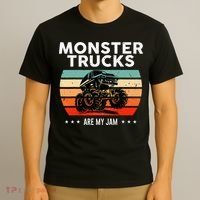 Vintage Monster Truck Are My Jam Retro Sunset Cool Engines T-Shirt thumb 3