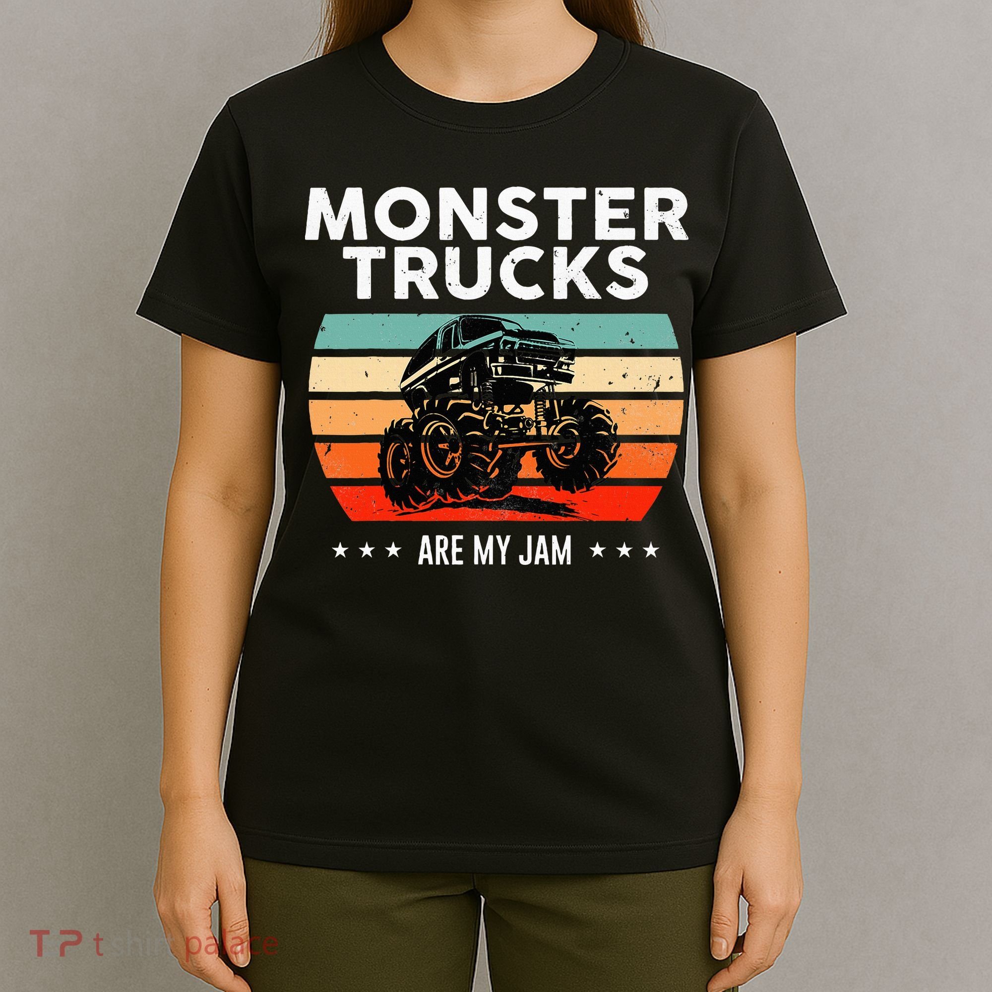 Vintage Monster Truck Are My Jam Retro Sunset Cool Engines T-Shirt