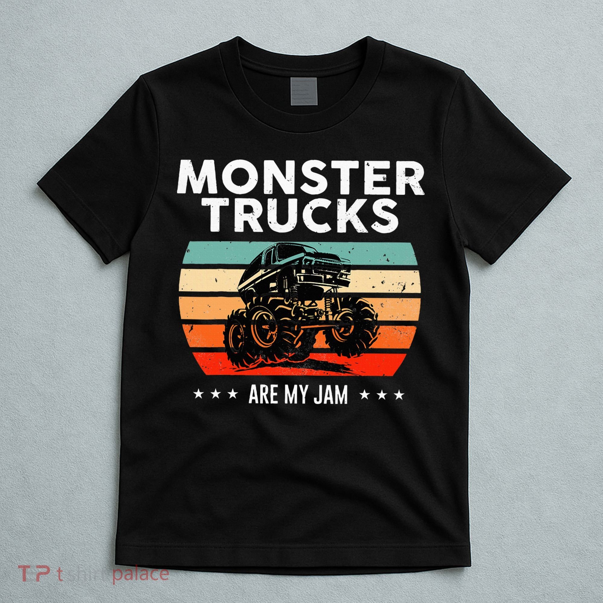 Vintage Monster Truck Are My Jam Retro Sunset Cool Engines T-Shirt
