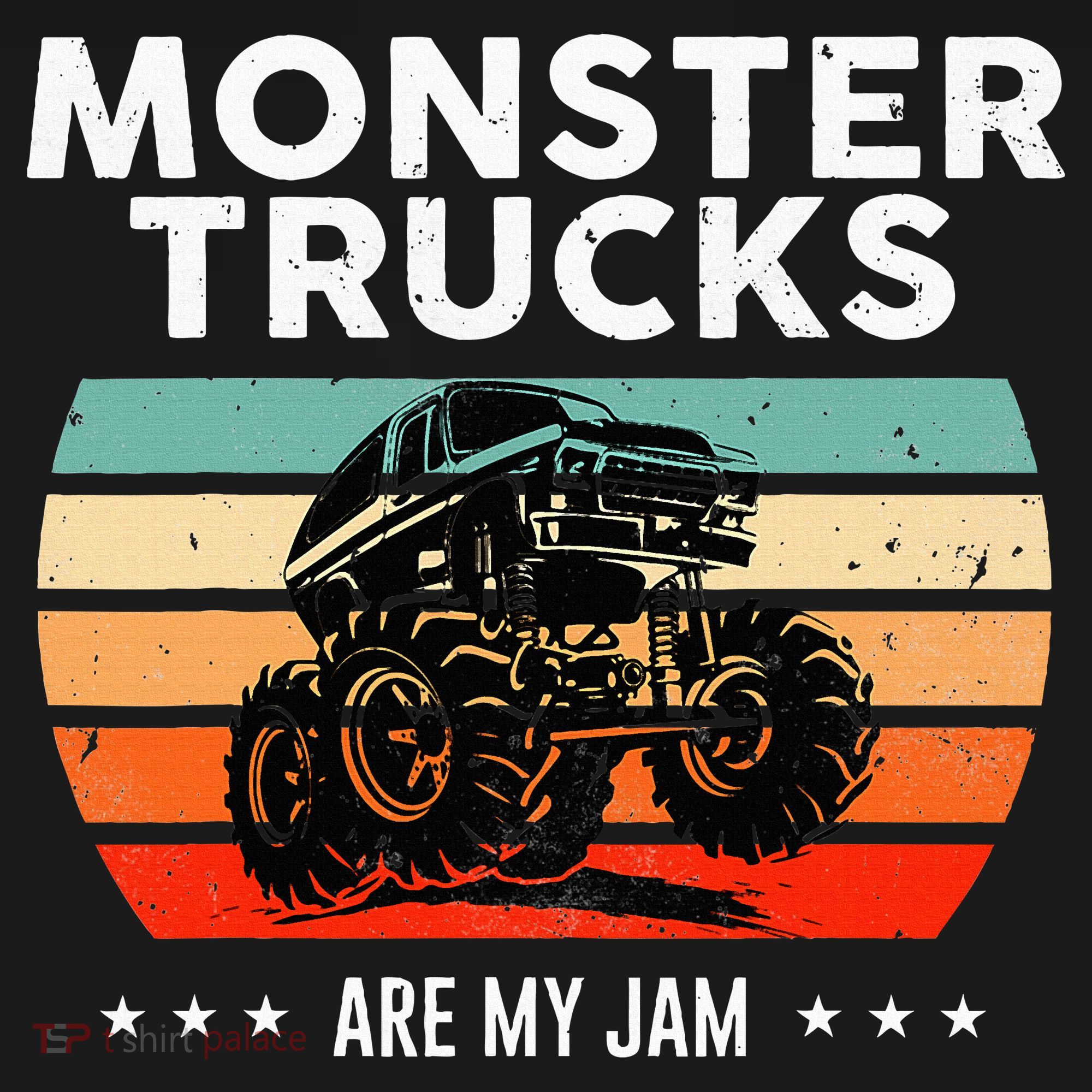 Vintage Monster Truck Are My Jam Retro Sunset Cool Engines T-Shirt