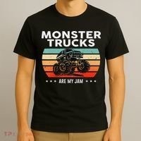 Vintage Monster Truck Are My Jam Retro Sunset Cool Engines T-Shirt thumb 3