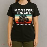 Vintage Monster Truck Are My Jam Retro Sunset Cool Engines T-Shirt thumb 4