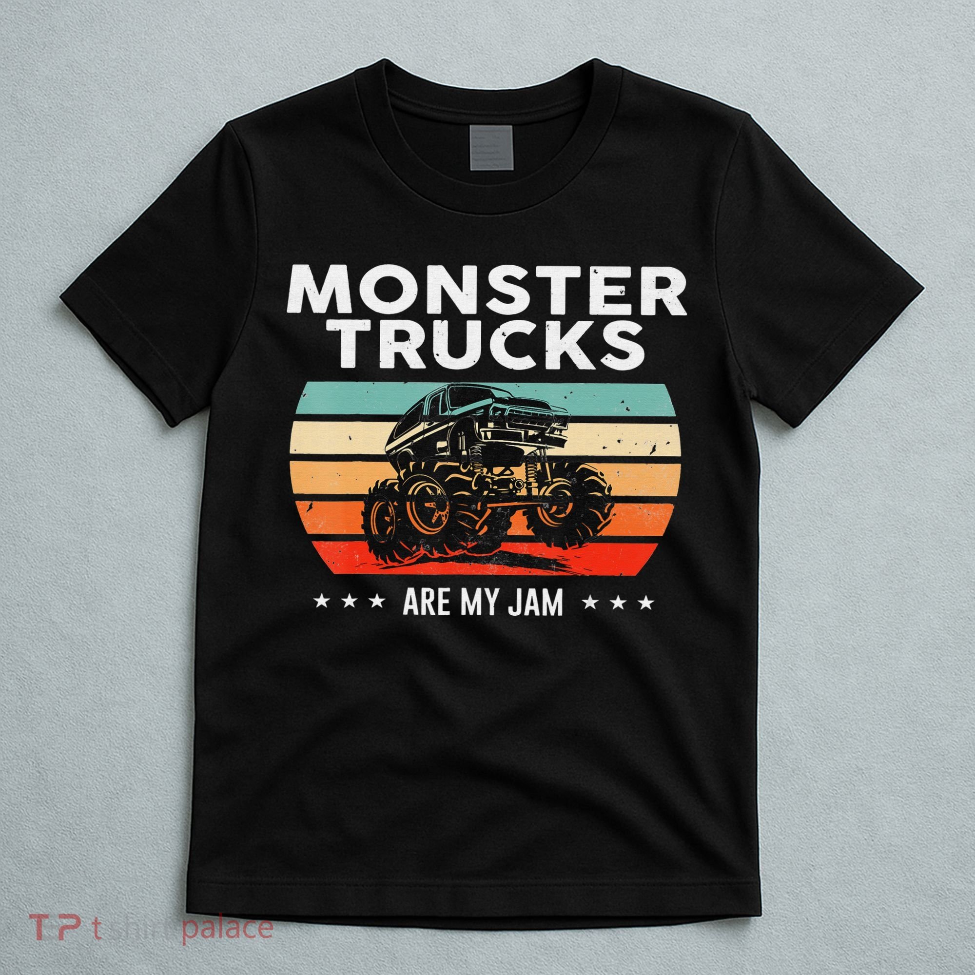 Vintage Monster Truck Are My Jam Retro Sunset Cool Engines T-Shirt