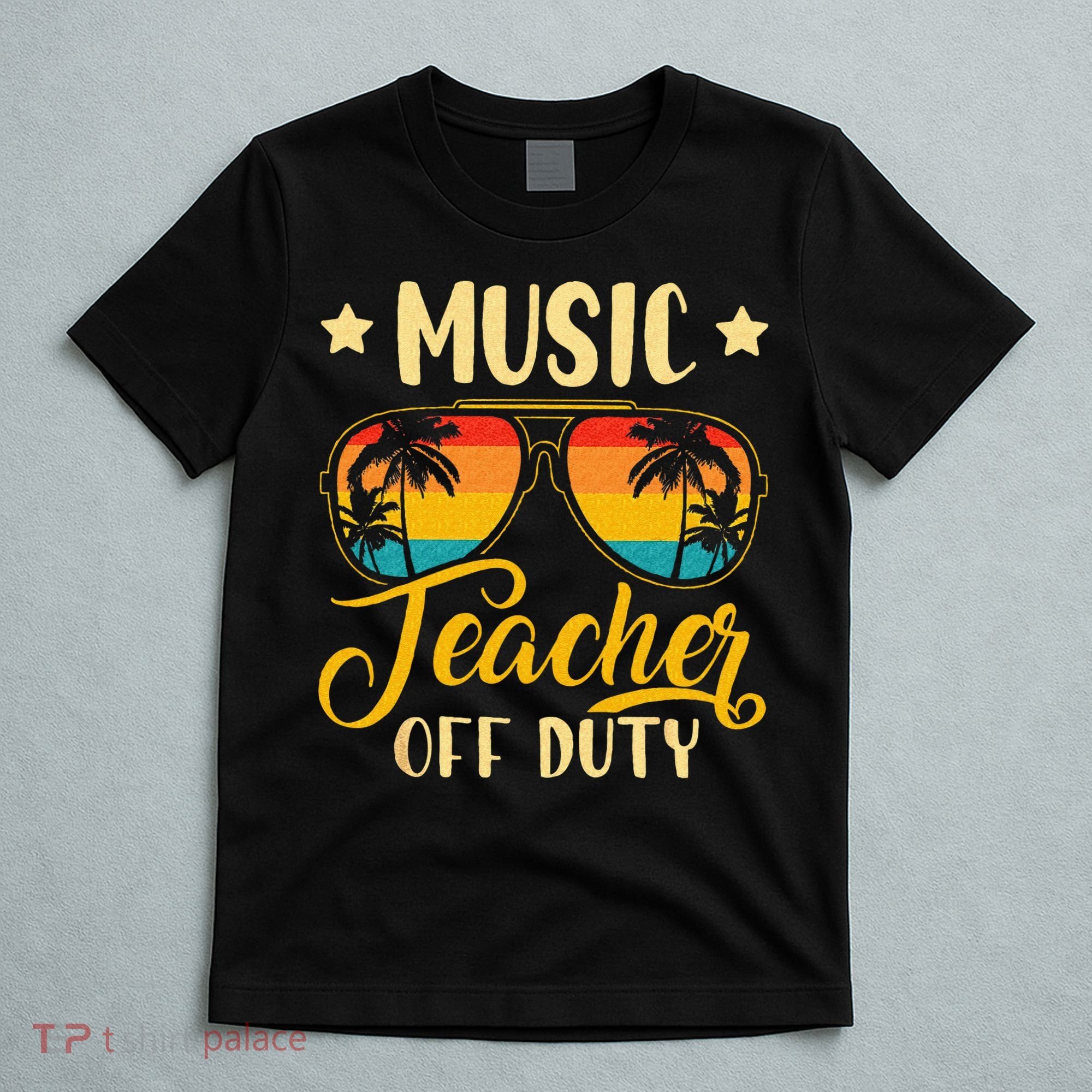 Vintage Music Teacher Off Duty Last Day Of School Summer T-Shirt