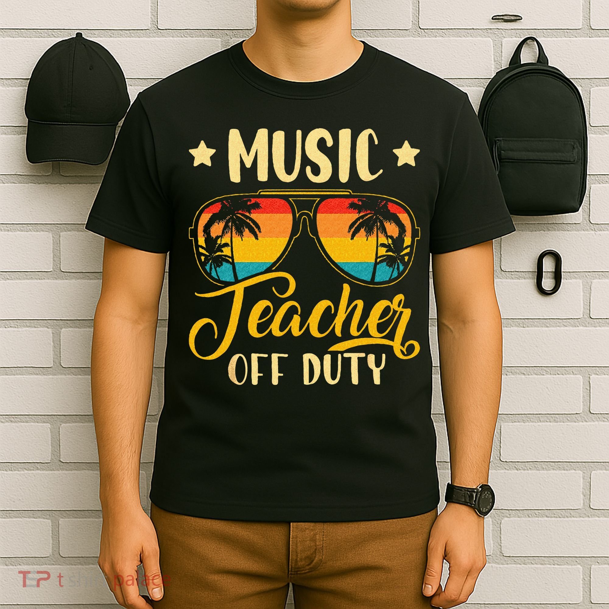 Vintage Music Teacher Off Duty Last Day Of School Summer T-Shirt