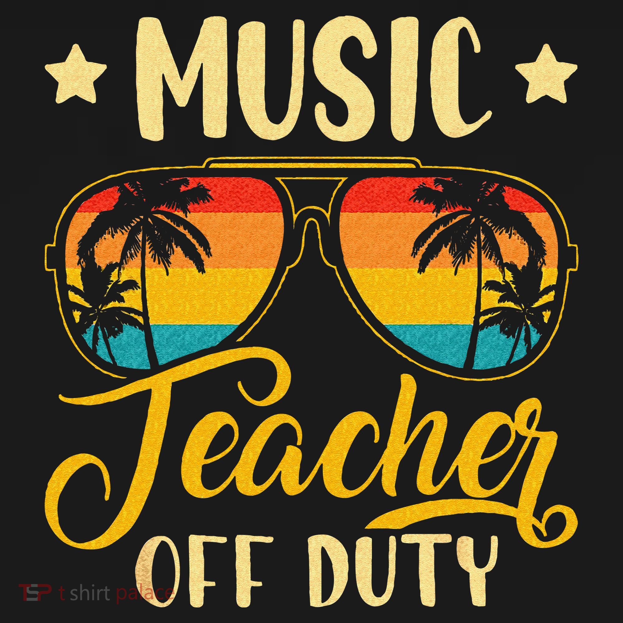 Vintage Music Teacher Off Duty Last Day Of School Summer T-Shirt