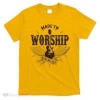Vintage Made To Worship Psalms 95 1 Winged Rock Electric Guitar T-Shirt thumb 0