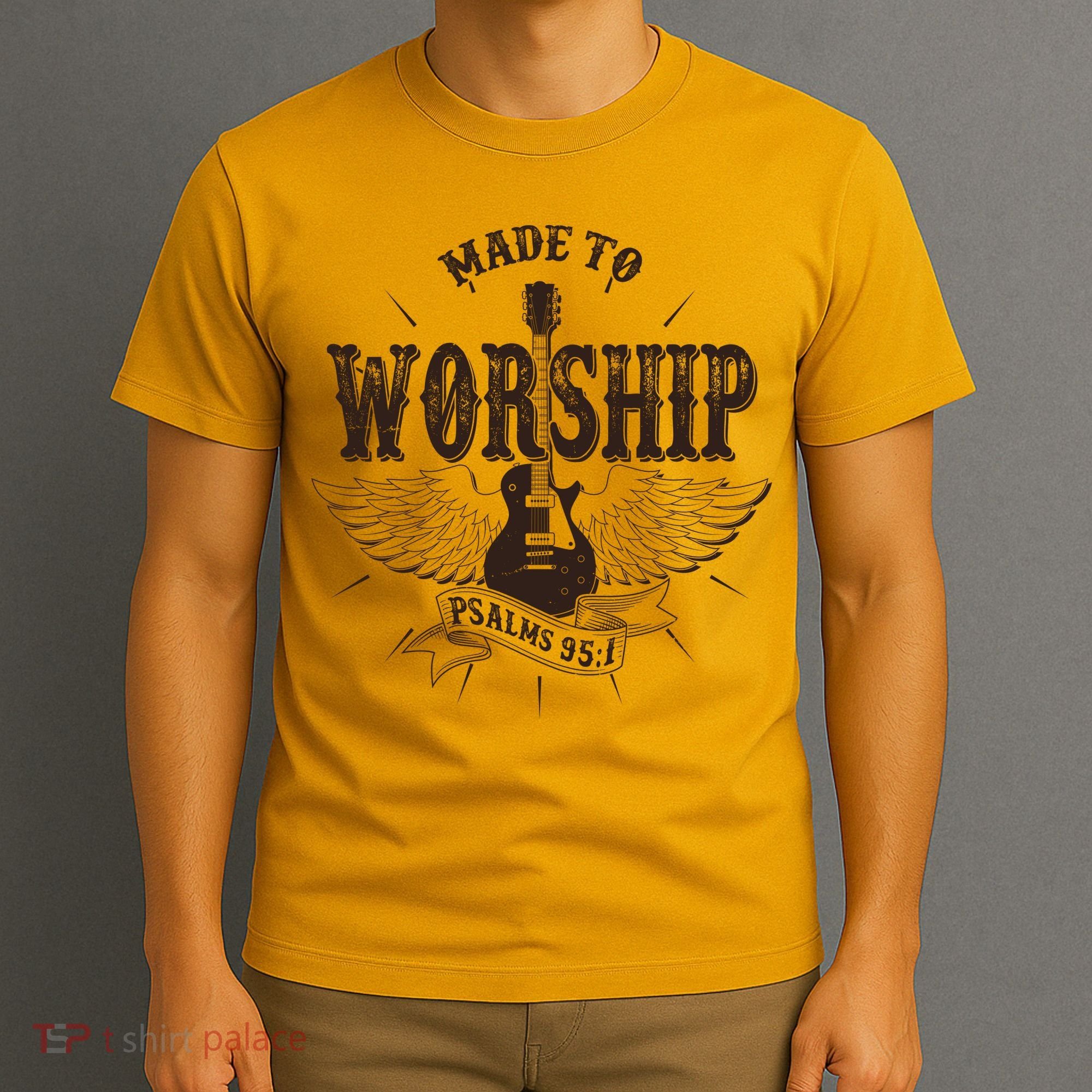 Vintage Made To Worship Psalms 95 1 Winged Rock Electric Guitar T-Shirt