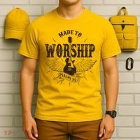 Vintage Made To Worship Psalms 95 1 Winged Rock Electric Guitar T-Shirt thumb 6