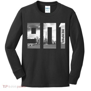 Vintage Memphis Tennessee 901 Area Code Skyline Kids Long Sleeve Shirt