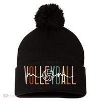 Volleyball Mom Volleyball Mama Cute Mom Life Volleyball Pom Pom 12in Knit Beanie thumb 0
