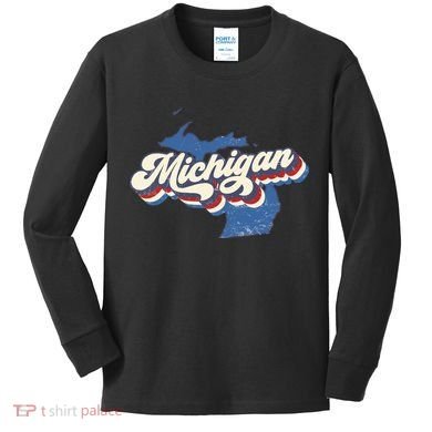 Vintage Michigan Kids Long Sleeve Shirt