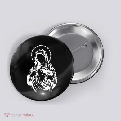 Virgin Mary With Uzis. Button