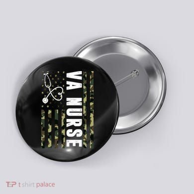 VA Nurse Army USA Flag Button