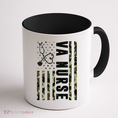VA Nurse Army USA Flag Coffee Mug back