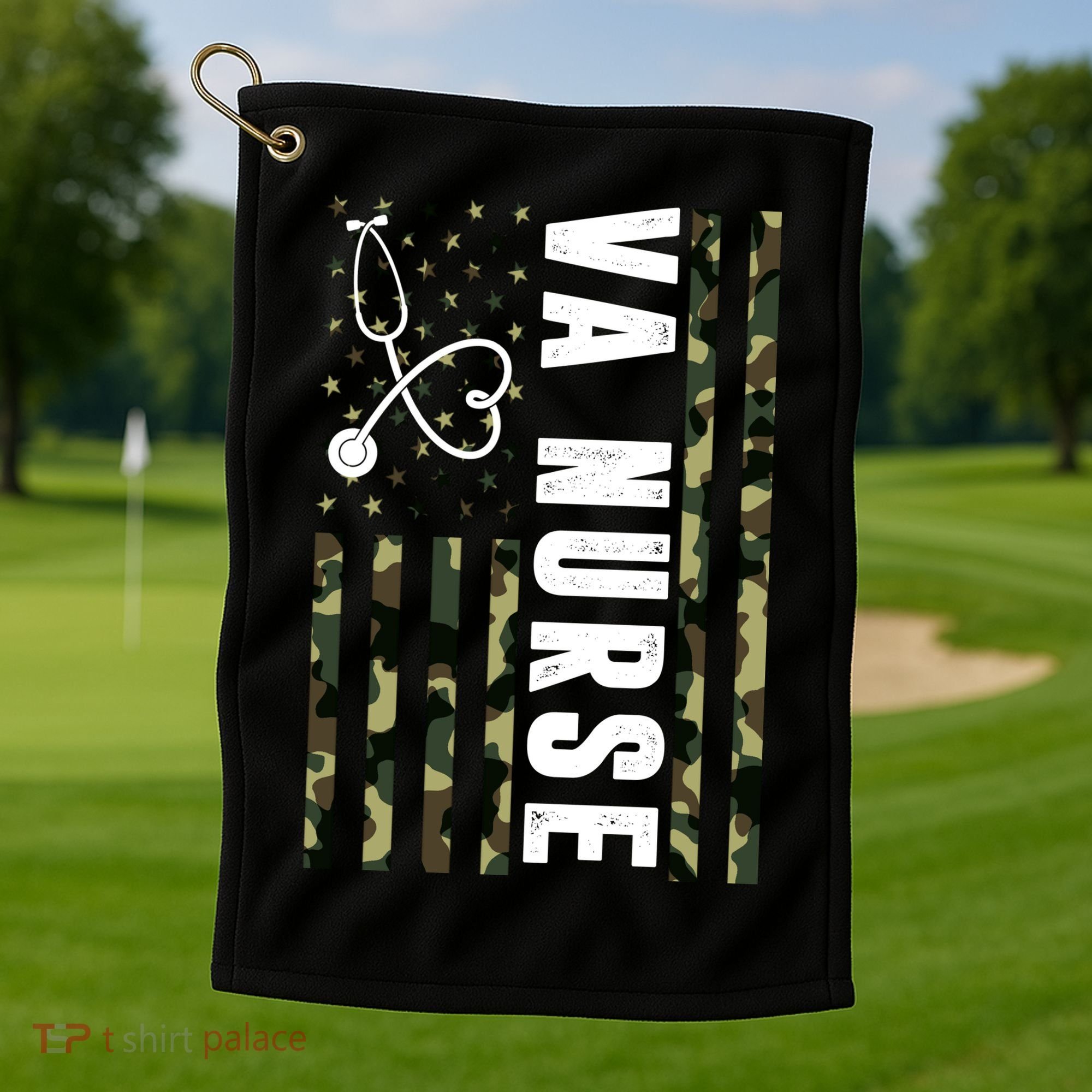VA Nurse Army USA Flag Golf Towel