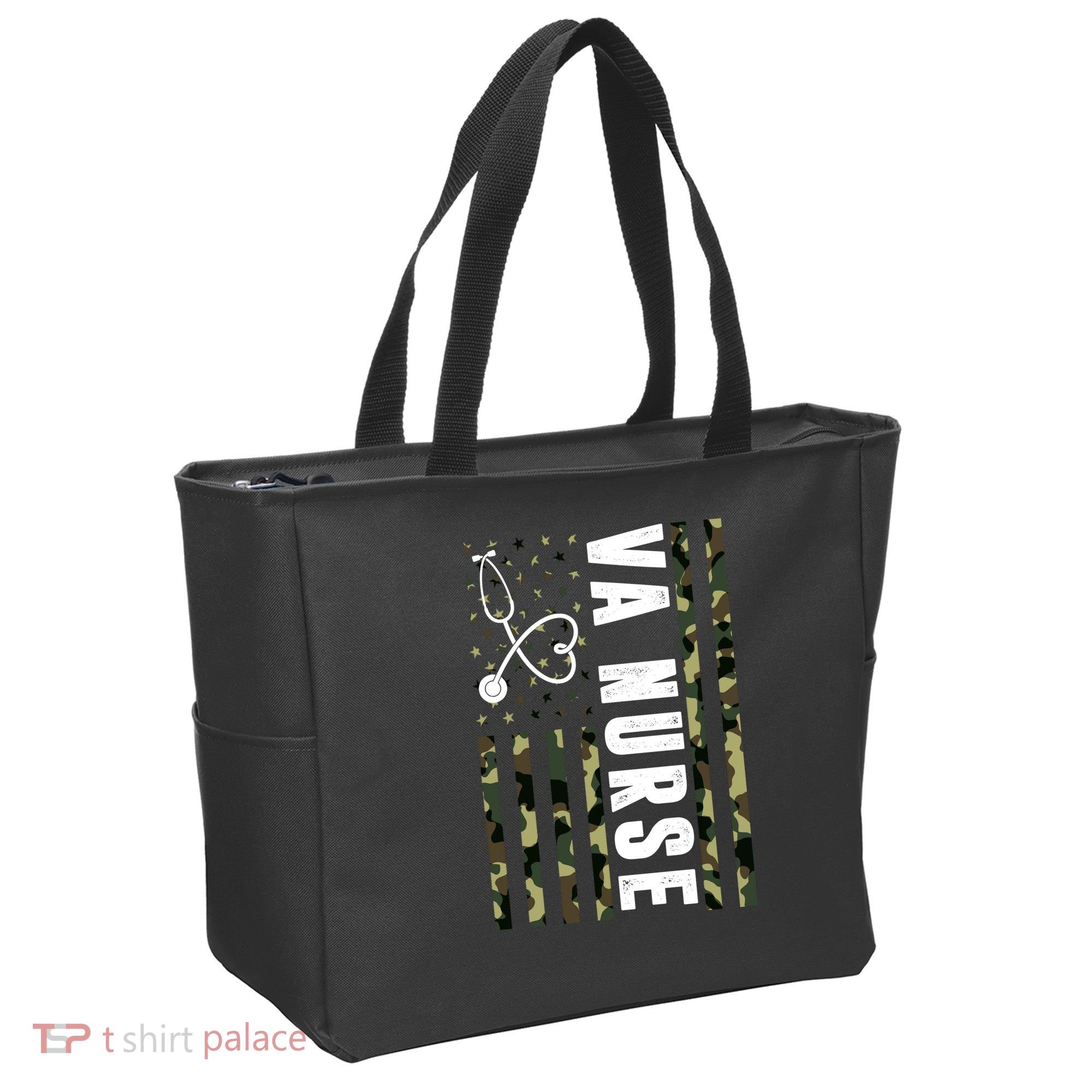 VA Nurse Army USA Flag Tote Bag