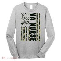 VA Nurse Army USA Flag Long Sleeve Shirt thumb 0