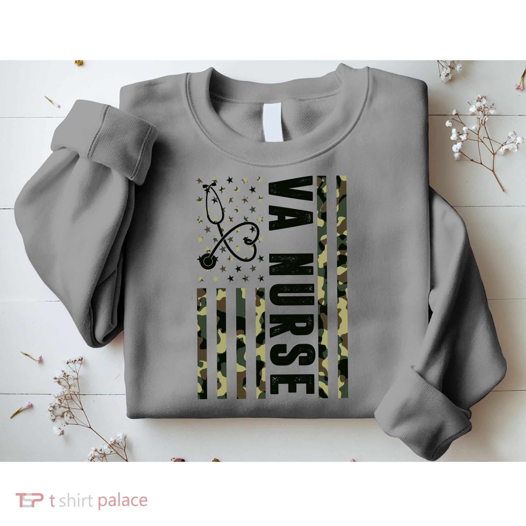VA Nurse Army USA Flag Sweatshirt