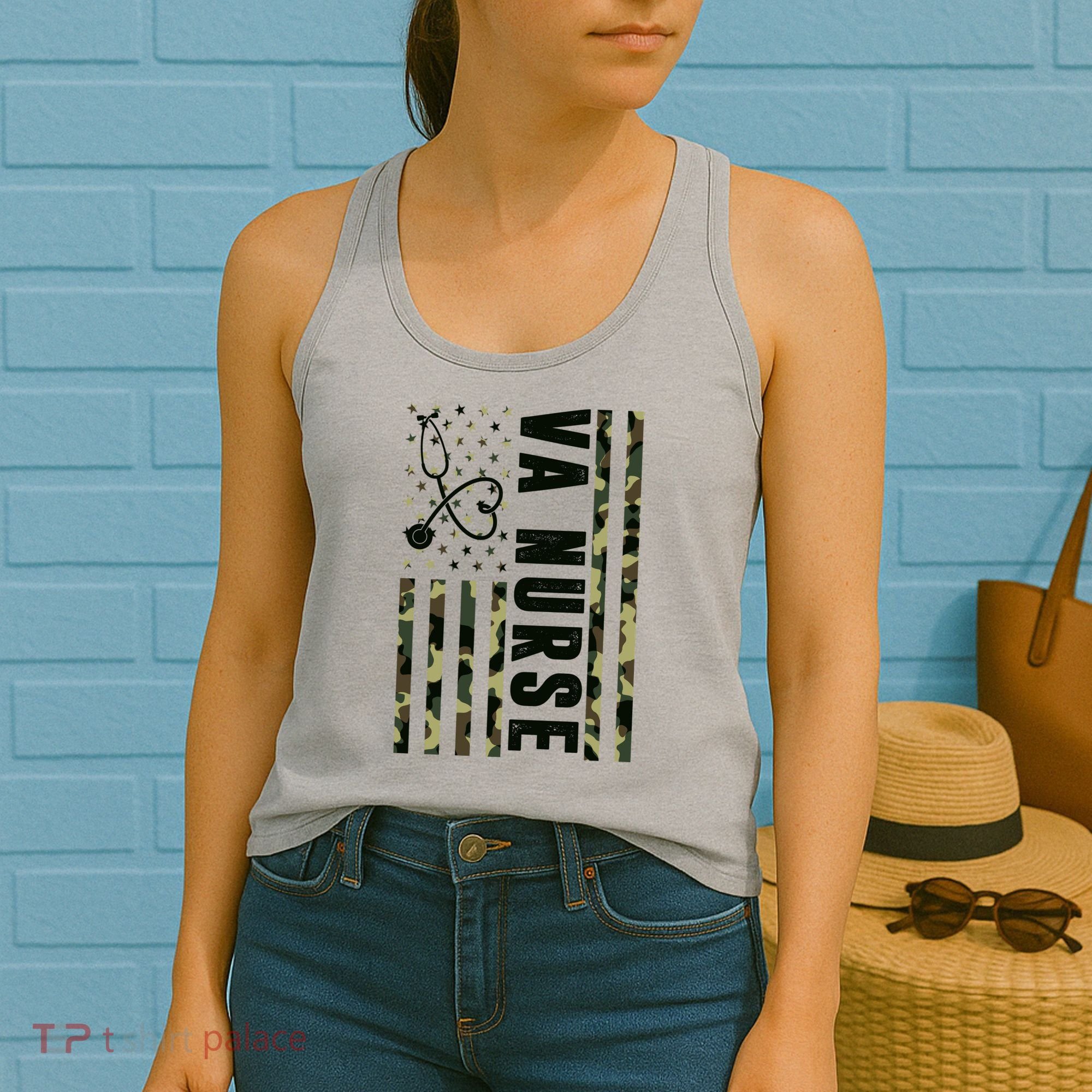 VA Nurse Army USA Flag Women's Tank Top