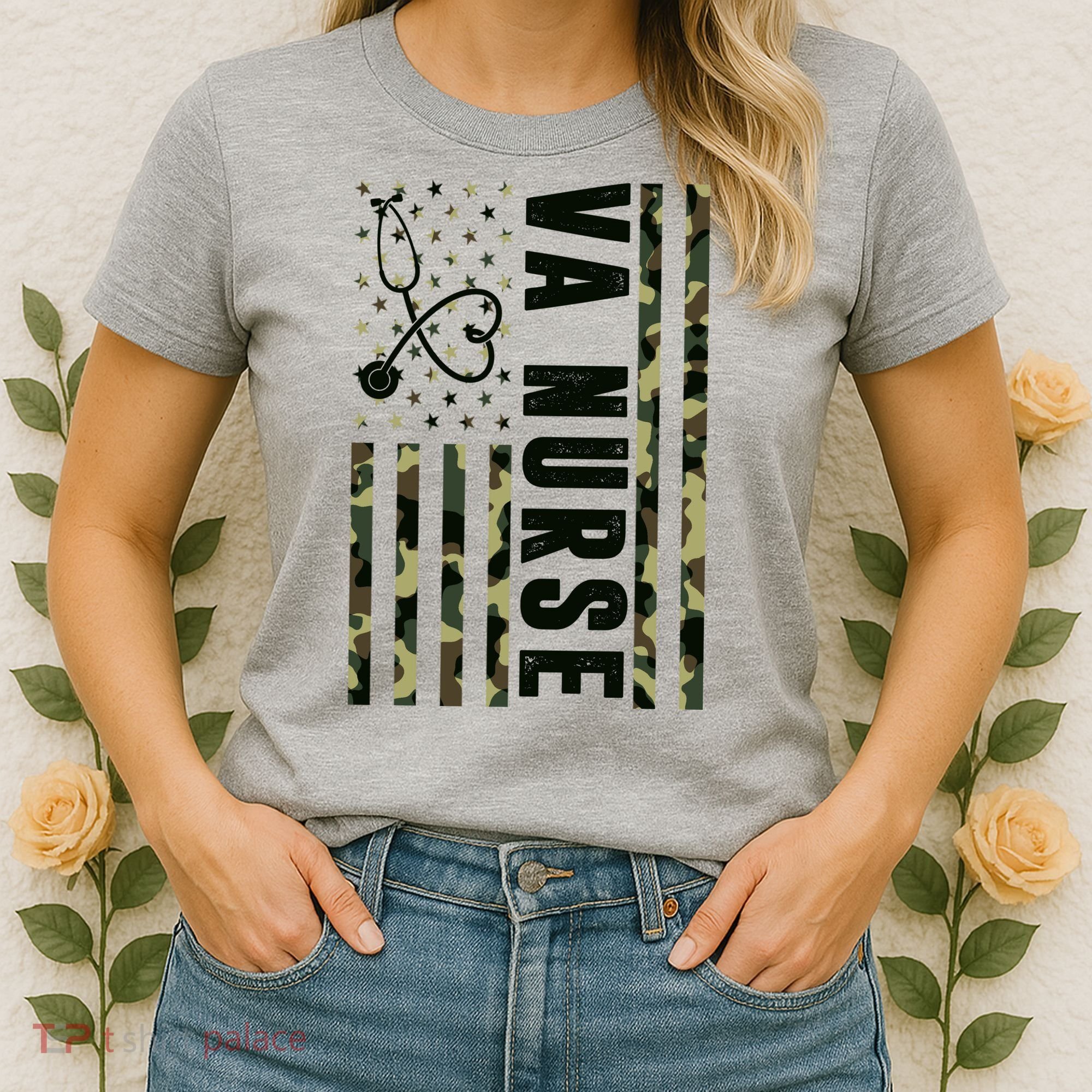 VA Nurse Army USA Flag Women's T-Shirt