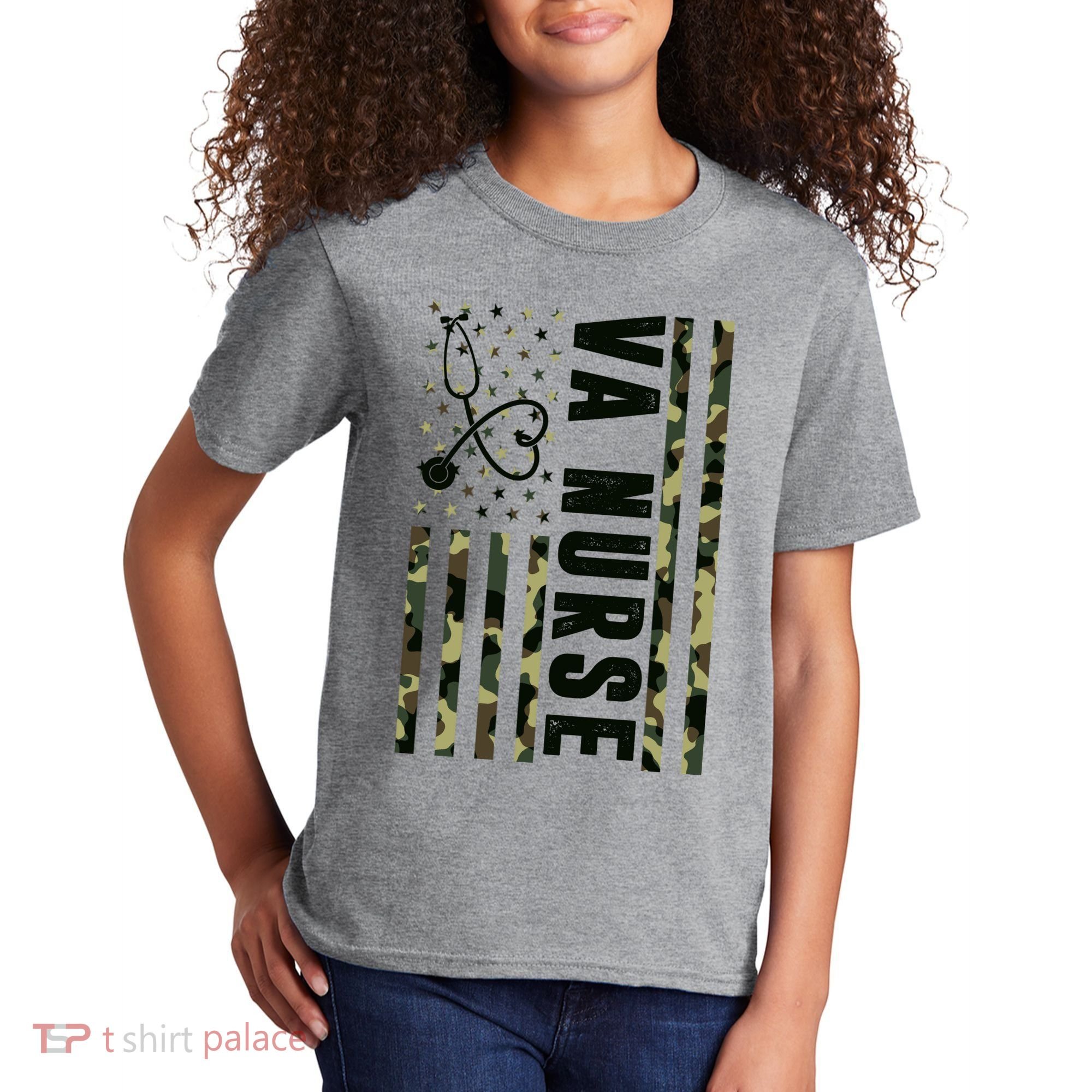VA Nurse Army USA Flag Kids T-Shirt