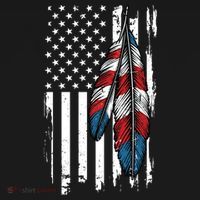 Vintage Native American Pride Month Feather American Flag Meaningful Gift T-Shirt thumb 7