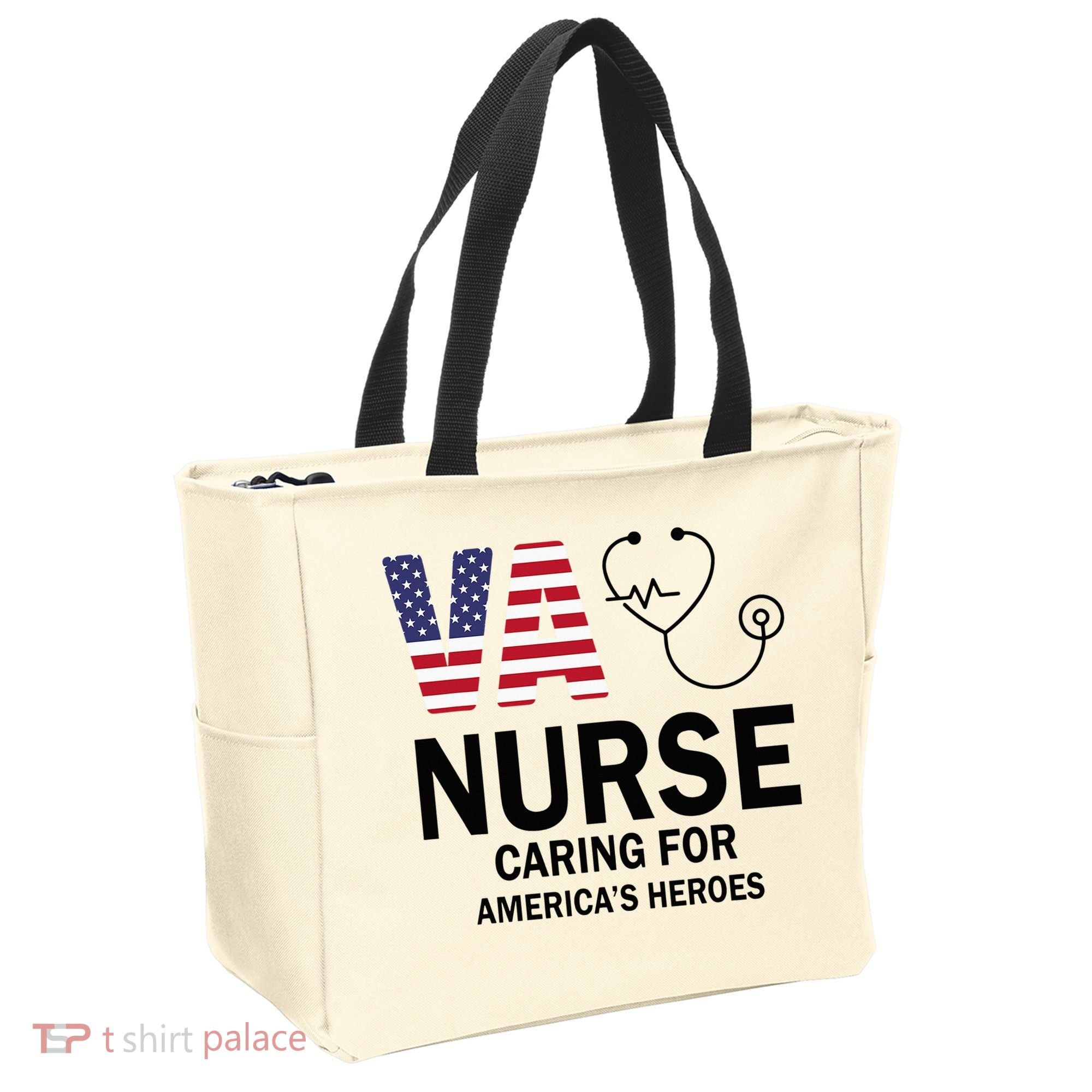 VA Nurse Caring For American's Heroes Tote Bag