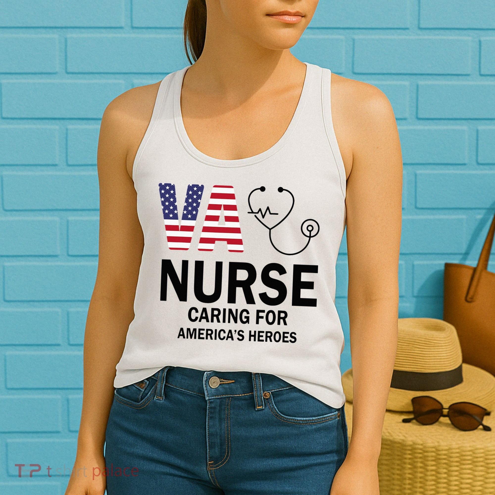 VA Nurse Caring For American's Heroes Women's Tank Top