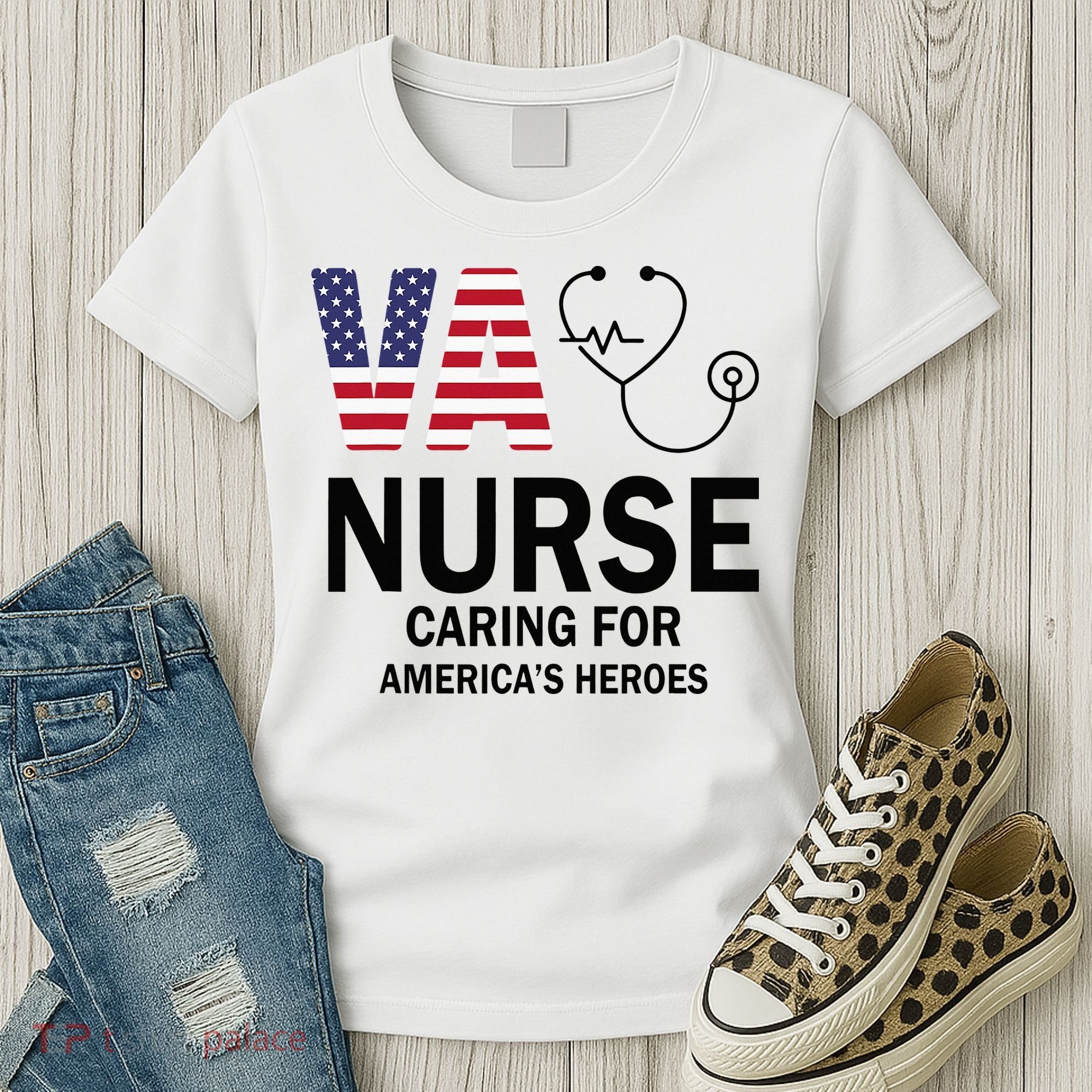 VA Nurse Caring For American's Heroes Women's T-Shirt
