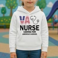 VA Nurse Caring For American's Heroes Kids Hoodie thumb 3