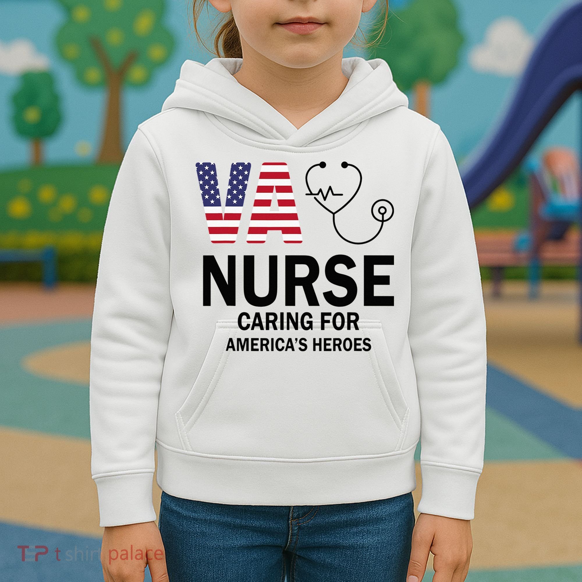 VA Nurse Caring For American's Heroes Kids Hoodie