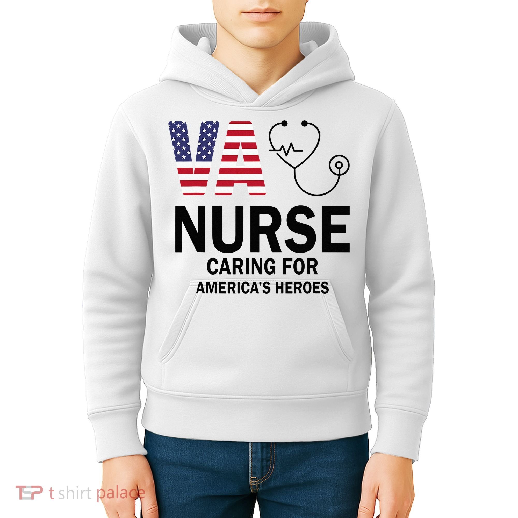 VA Nurse Caring For American's Heroes Kids Hoodie