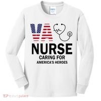 VA Nurse Caring For American's Heroes Kids Long Sleeve Shirt thumb 0