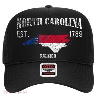 Vintage North Carolina Us State Flag And Map Raleigh Hat