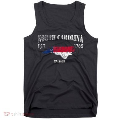 Vintage North Carolina Us State Flag And Map Raleigh Tank Top