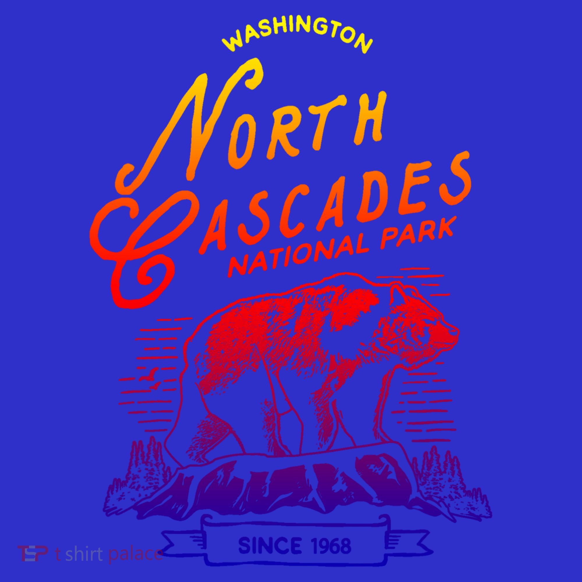 Vintage North Cascades National Park Retro Bear Washington Cool Gift T-Shirt