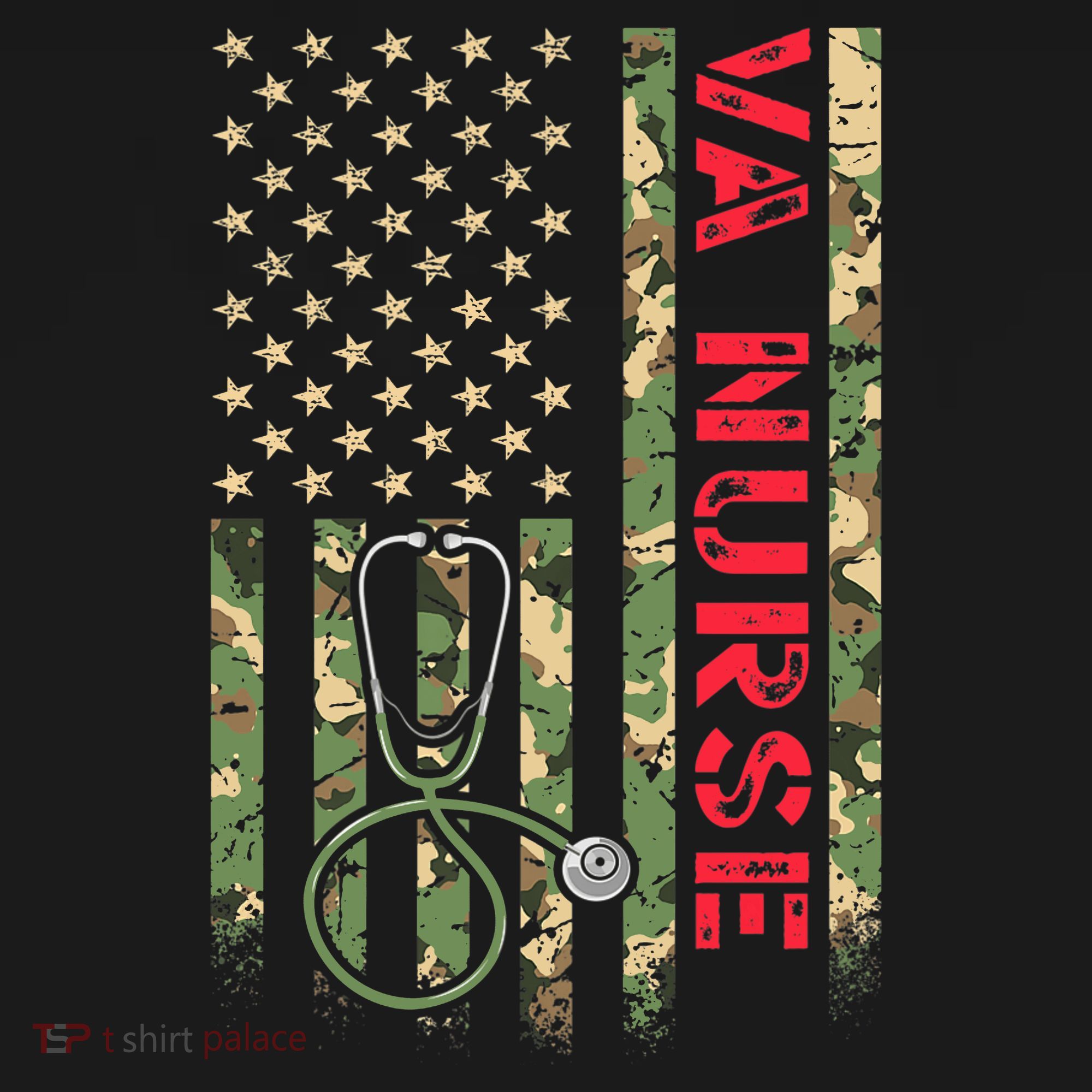 VA Nurse Camouflage American Flag Patriotic Military Hero Premium T-Shirt