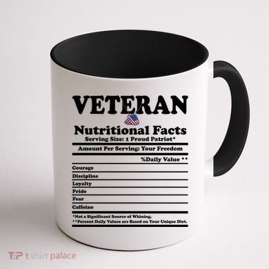 Veteran Nutritional Facts Proud Patriot Coffee Mug back