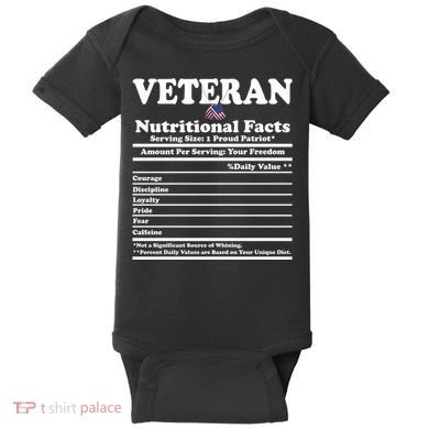 Veteran Nutritional Facts Proud Patriot Baby Bodysuit