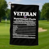Veteran Nutritional Facts Proud Patriot Golf Towel thumb 1